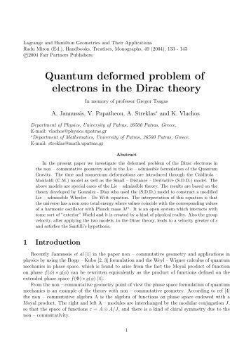 Quantum deformed problem of electrons in the Dirac theory