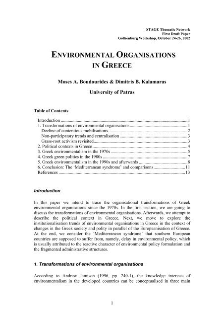 Environmental Organisations in Greece