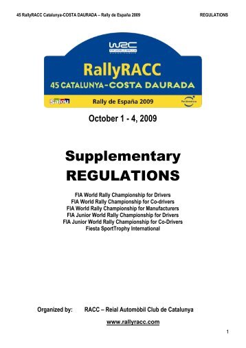 Supplementary REGULATIONS - RallyRACC