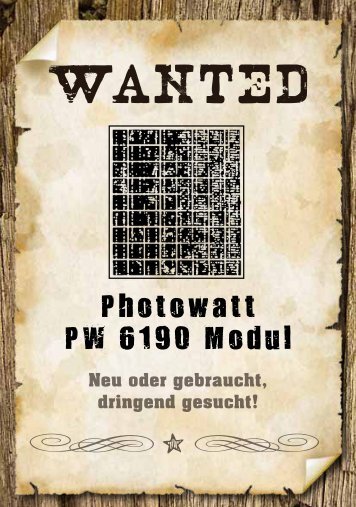 wanted photowatt - SecondSol