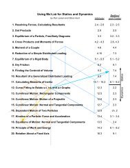 Using MATLAB for Statics and Dynamics - School of Engineering ...