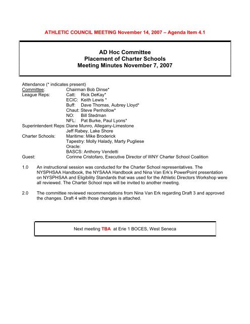 Ad Hoc Committee Placement Of Charter Schools Meeting Minutes