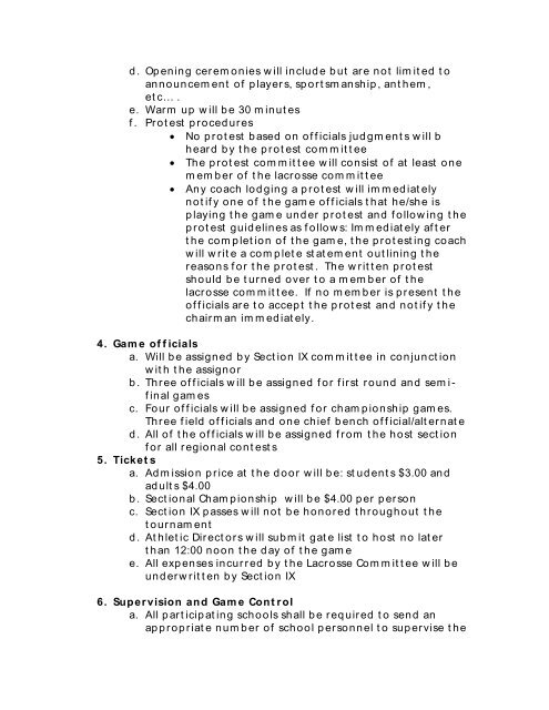 section ix girl's lacrosse handbook 2005 - Section IX Athletics