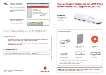 Kurzanleitung zur Installation des UMTS-Sticks in Ihrer Vodafone ...