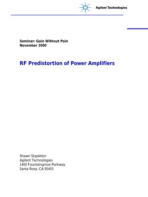 Presentation on RF Predistortion of Power Amplifiers - Agilent ...