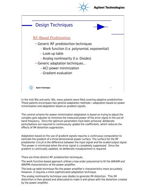 Presentation on RF Predistortion of Power Amplifiers - Agilent ...