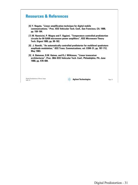 Presentation on Digital Predistortion of Power Amplifiers - Agilent ...