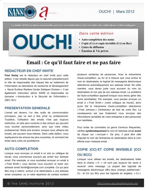 Email : Ce qu'il faut faire et ne pas faire - Securing The Human