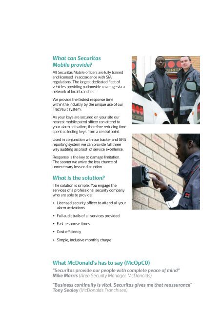 Working in Partnership with McDonald's Franchisees - Securitas