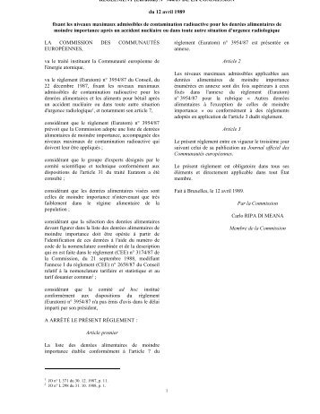 RÈGLEMENT (Euratom) N° 944/89 DE LA COMMISSION du 12 avril ...