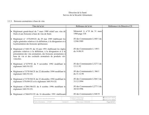 RECUEIL DE LEGISLATION ALIMENTAIRE - Sécurité alimentaire