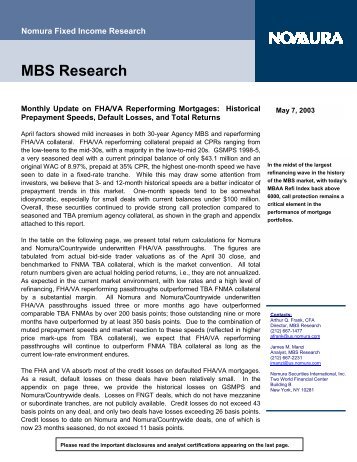 MBS Research - Securitization.Net