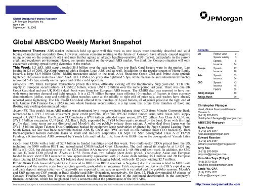 JP Morgan Global ABS/CDO Weekly Market ... - Securitization.Net