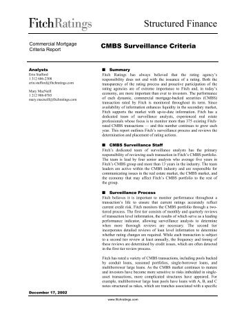 CMBS Surveillance Criteria - Securitization.Net