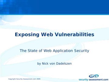 Exposing Web Vulnerabilities - Security Assessment