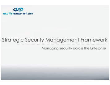 Strategic Security Management Framework - Security Assessment