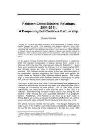 Pakistan-China Bilateral Relations 2001-2011 - Security Challenges