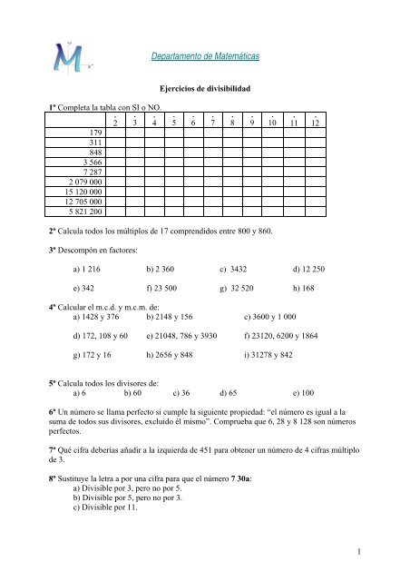 Ejercicios de divisibilidad