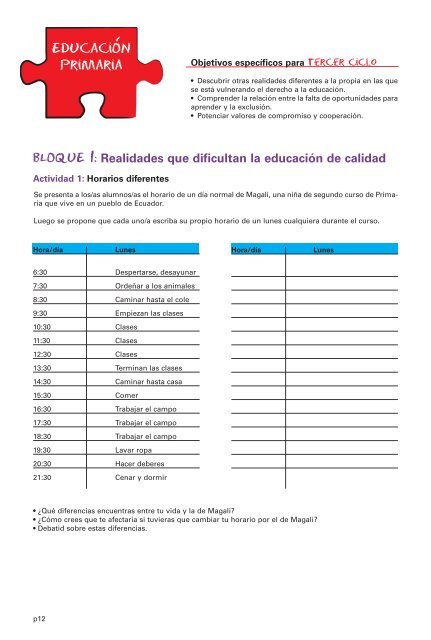 Actividades para el Tercer Ciclo de Primaria