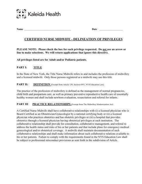 Certified Nurse Midwife - Kaleida Health