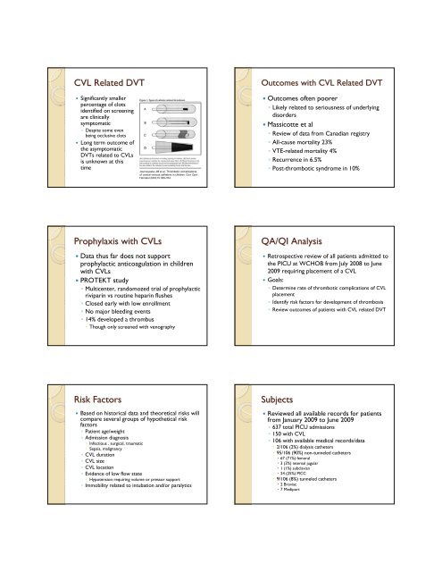 Pediatric Venous Thrombosis Venous Thrombosis ... - Kaleida Health