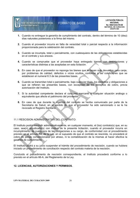 FORMATO DE BASES INSTITUTO MEXICANO DEL SEGURO SOCIAL