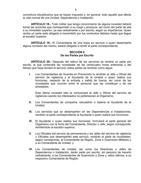 reglamento para el servicio interior de las unidades, dependencias ...