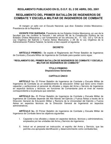 reglamento del primer batallÃ³n de ingenieros de combate y escuela ...