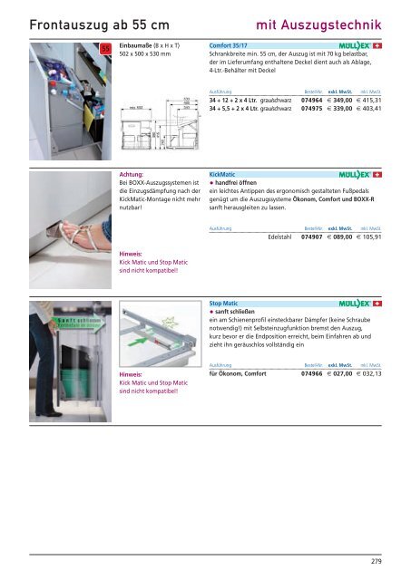 Frontauszug ab 30 cm mit Auszugstechnik