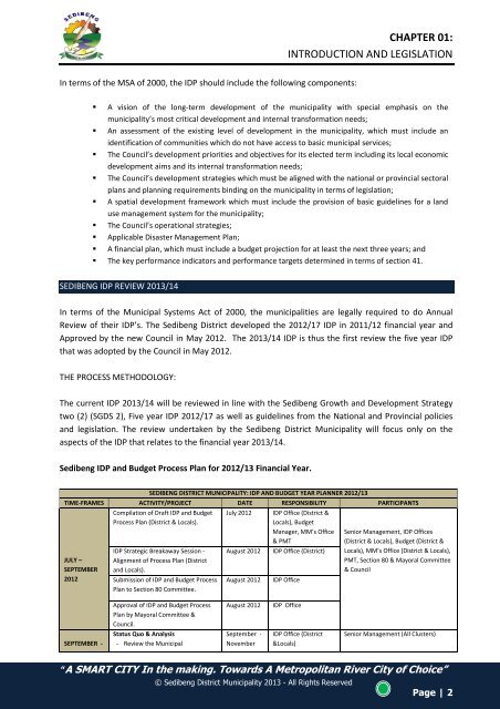 Chapter 1 - Sedibeng District Municipality