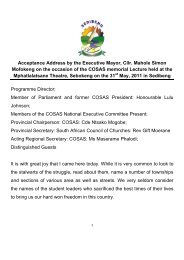 COSAS memorial Lecture - Sedibeng District Municipality