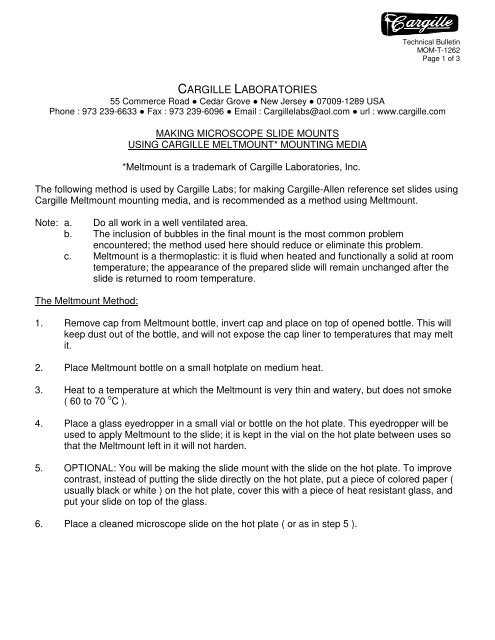 Making microscope slide mounts using Cargille Meltmount mounting ...