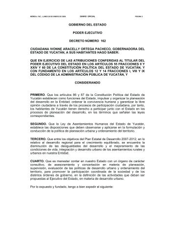 decreto número 162 - Secretaría de Desarrollo Urbano y Medio ...
