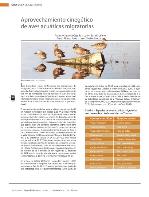 Aprovechamiento cinegético de aves acuáticas migratorias - CICY