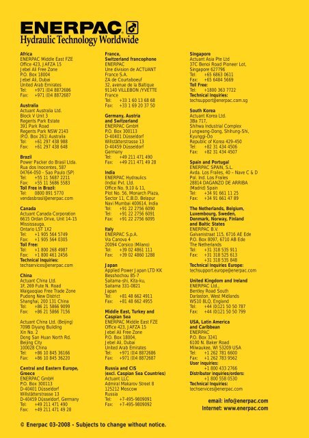 Hydraulic Technology Worldwide - Enerpac