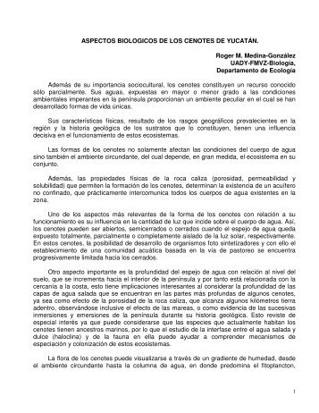 ASPECTOS BIOLOGICOS DE LOS CENOTES DE YUCATÁN. Roger ...