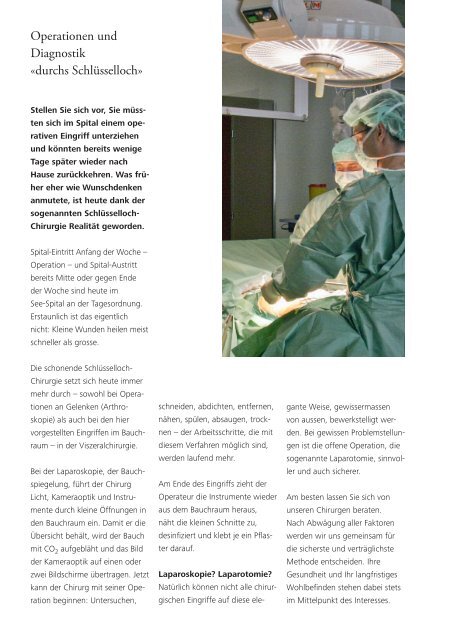 Folder Laparoskopische Viszeralchirurgie - See-Spital