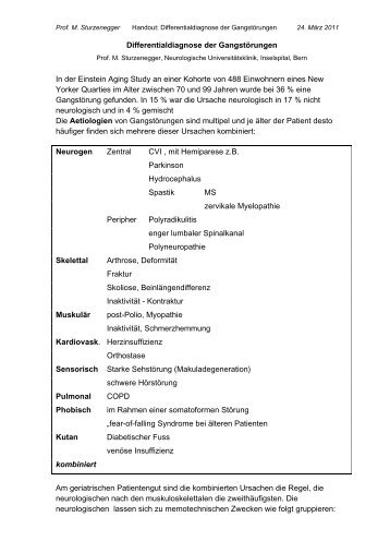 Der Patient kann nicht mehr laufen: Differentialdiagnose ... - See-Spital