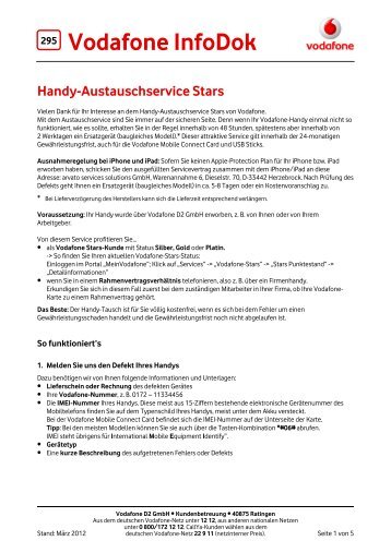 Infodok 295: Handy-Austauschservice Stars