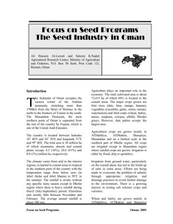 Focus on Seed Programs The Seed Industry in Oman - SeedQuest