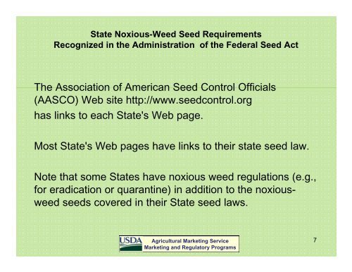 All States Noxious-Weed Seed List: Interpreting and Reporting