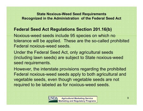 All States Noxious-Weed Seed List: Interpreting and Reporting