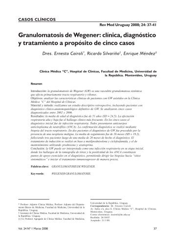 Granulomatosis de Wegener: clÃ­nica, diagnÃ³stico y ... - SciELO