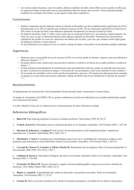 Eficacia de la sacarosa oral en la analgesia para ... - SciELO