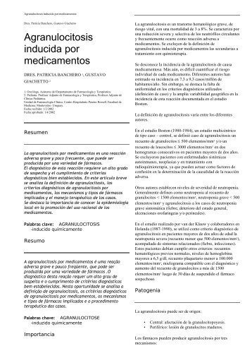 Agranulocitosis inducida por medicamentos - SciELO