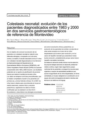 Colestasis neonatal: evoluciÃ³n de los pacientes ... - SciELO