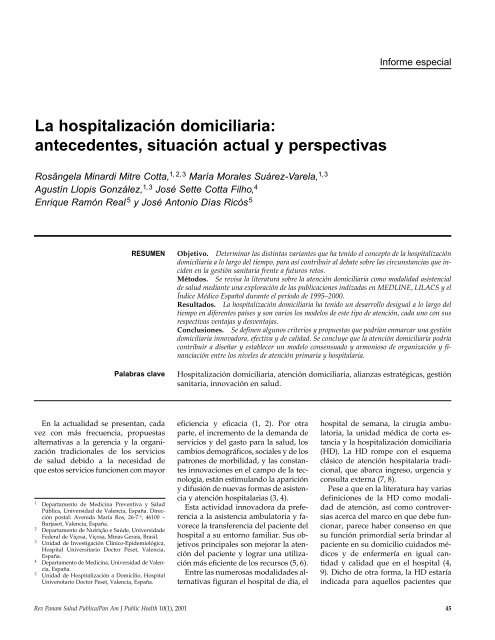 La hospitalizaciÃ³n domiciliaria: antecedentes, situaciÃ³n ... - SciELO