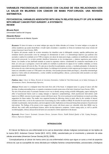 variables psicosociales asociadas con calidad de vida ... - SciELO