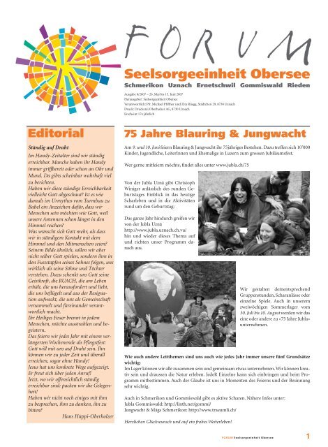 Schmerikon Uznach - Seelsorgeeinheit Obersee