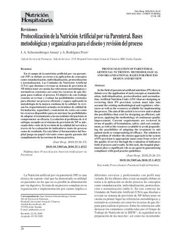 Protocolisation of Parenteral Artificial Nutrition. Methodological and ...